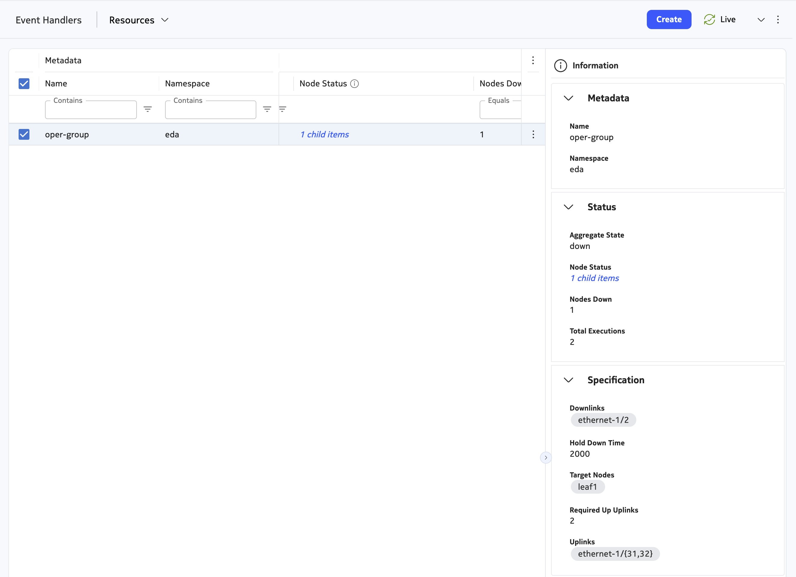 Event Handler app status