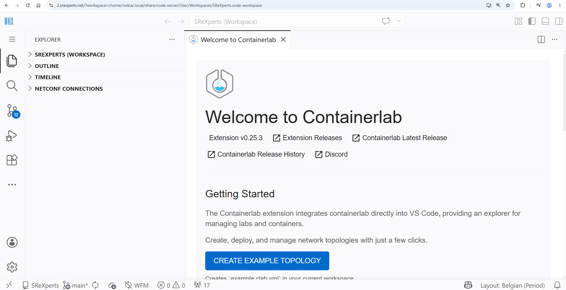 Fig. 1 - Code-server landing page