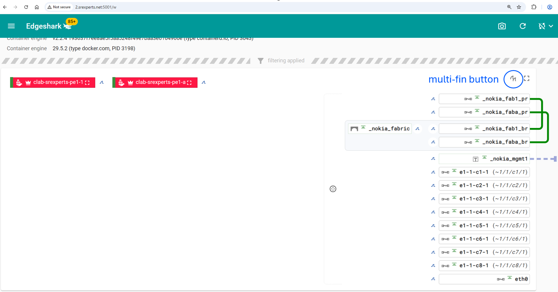 Fig. 3 - Edgeshark Web UI interface selection